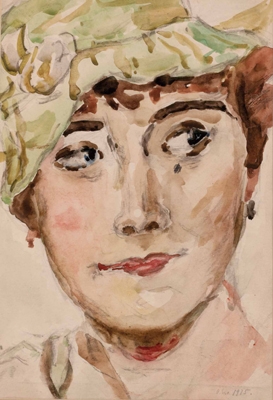 Portrait einer Dame mit Hut by Oskar Laske, 1925