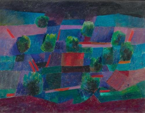 Moonlit landscape by Johannes Itten, 1958