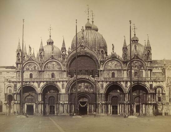 Venice, Court of Ducal Palace - St. Mark's Basilica - Clock Tower. by Carlo Naya, 1870