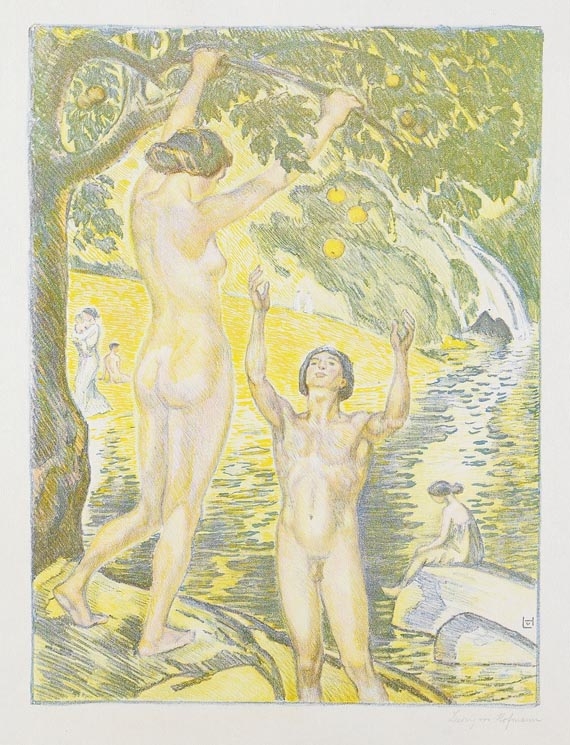Artwork by Ludwig von Hofmann, Reife Früchte, Made of Lithograph in colors