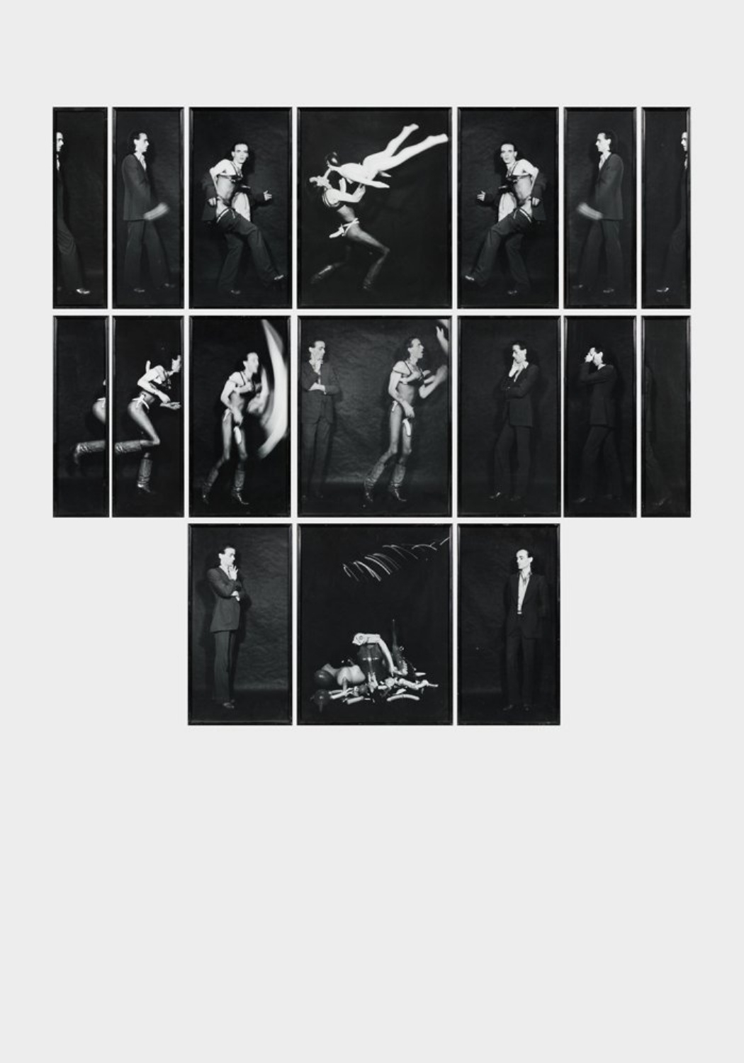 Artwork by Jürgen Klauke, KONFRONTATION, Made of 17-piece photo work: Gelatin silver prints on Agfa paper in different formats