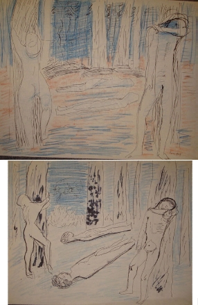 Lot de deux études pour Rhénanie by Lucien Coutaud, 1929
