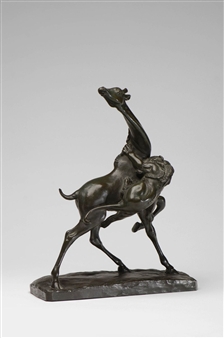 Löwe greift Giraffe an - Fritz Behn