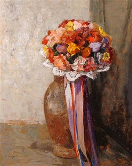 Still life of flowers. - Hans van den Berg