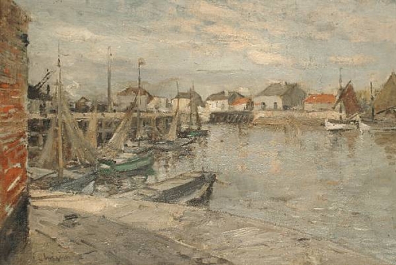 Quay scene by Ferdinand-Jean Luigini