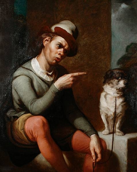 Launce and his dog Crab, from 'Two Gentlemen of Verona by Thomas Francis Dicksee, 1847