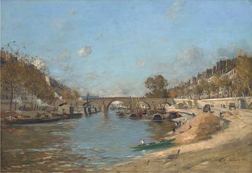 Artwork by Jean Baptiste Antoine Guillemet, Pont Marie, Paris, Made of oil on canvas