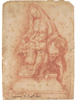 The Madonna and Child seated on a throne - Girolamo Genga