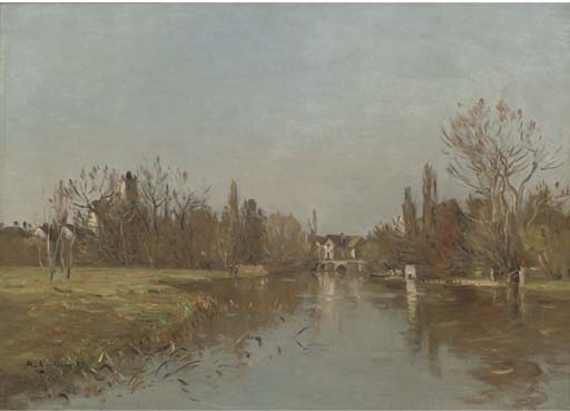 Au bord de la rivière by Jean Baptiste Antoine Guillemet