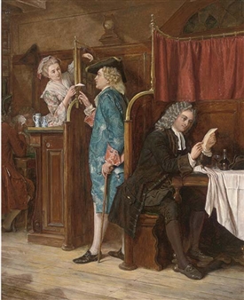 Dean Swift at St. James's Coffee House, 1710, 'A note to Stella' - Eyre Crowe