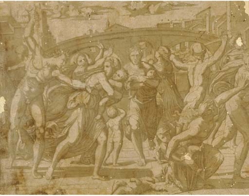 The Massacre of the Innocents, After Raphael (Bartsch XII 8(34)) by Ugo Da Carpi, circa 1515