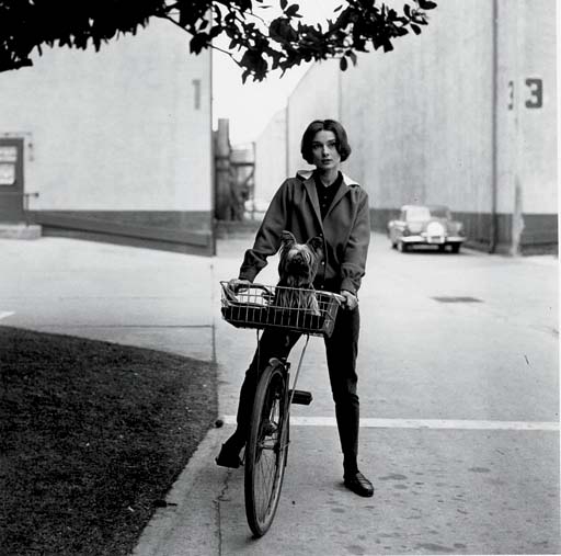 Audrey Hepburn on her Bike at Paramount Studios by Sid Avery, 1957, printed later