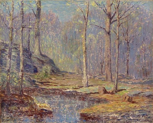 Artwork by Leonard Ochtman, The Pools at Greyledge, Cos Cob, Connecticut, Made of oil on canvas