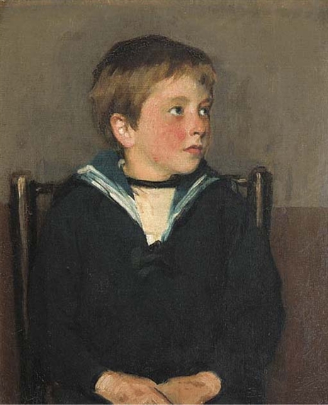 Portrait of Everard Calthrop, seated half-length, in a sailor's uniform by Claude Calthrop