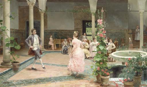 The Dancing Lesson by Luis Jiménez y Aranda, 1888