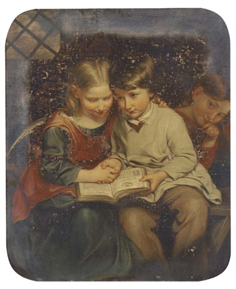 John Thomas Peele | The Knitting Lesson (1858) | MutualArt