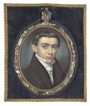 A Miniature Portrait of a Gentleman in a Black Coat - Henry Colton Shumway