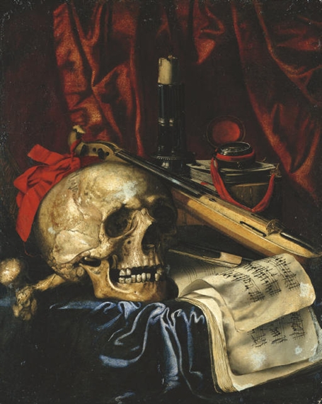 A vanitas still life by Simon Renard de Saint-Andre