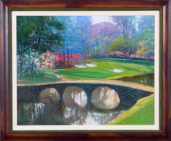 Landscape with bridge over creek by Ming Feng