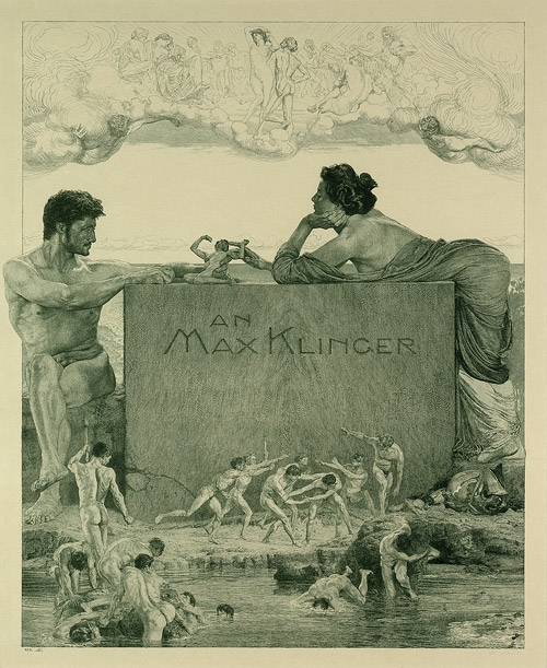 Artwork by Otto Greiner, Widmung an Max Klinger: Die Erschaffung des Menschen, Made of Pen lithography