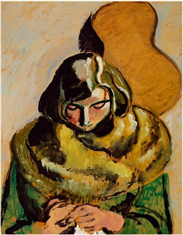 Dame med pelskrave - Harald Giersing