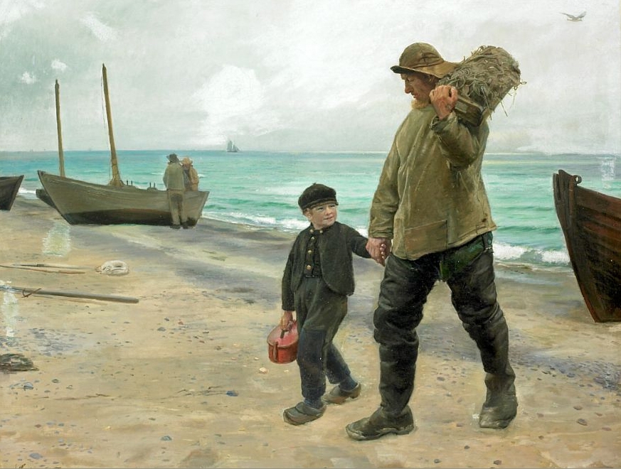 Michael Peter Ancher | Father and son, scenery from Skagen (1885
