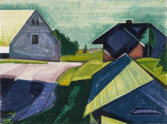 Mückentürmchenweg (Häuser in Voitsdorf). by Hermann Glöckner, 1929