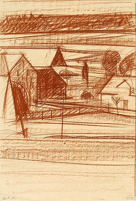 Artwork by Hermann Glöckner, Voitsdorf mit Kirche