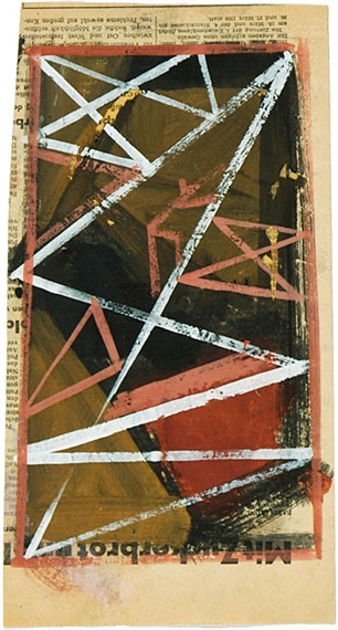 Figur zwischen weißen und rotbraunen Linien. by Hermann Glöckner, 1956