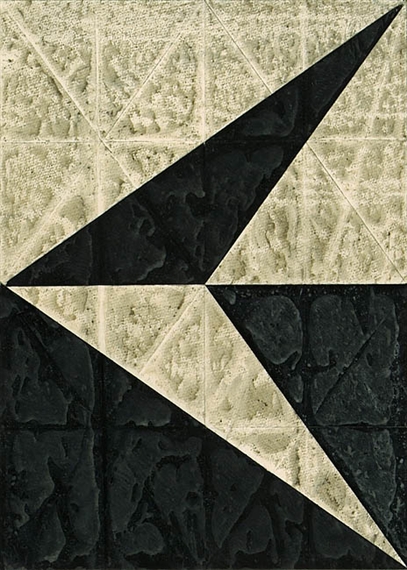 Keil nach links in Schwarz und Grau. by Hermann Glöckner, 1969