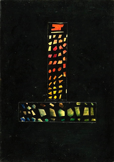 Turmartiges Mosaik in Schwarz