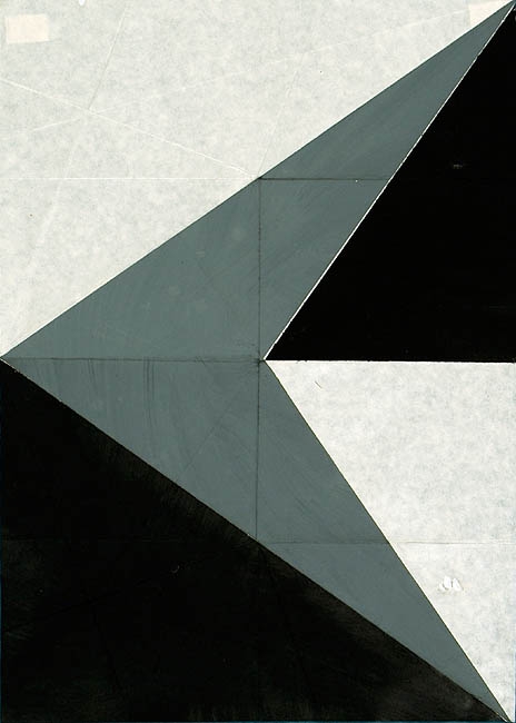 Grauer und schwarz-weiß geteilter Keil nach links by Hermann Glöckner, 1968