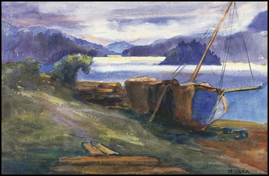 Beached Boat on a West Coast Seashore by Emily Carr, 1908