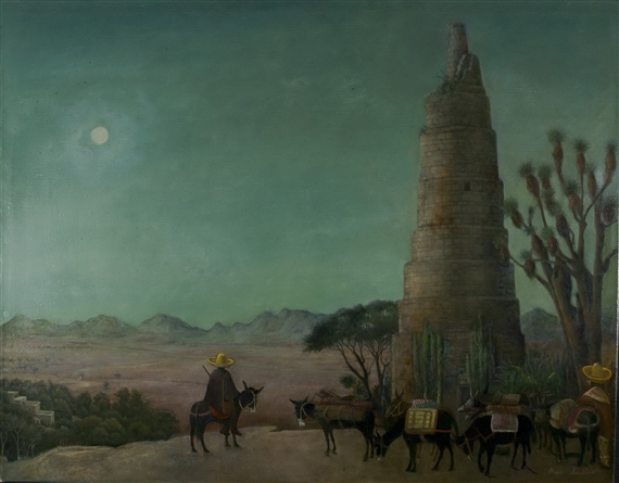 Mexikanische Landschaft mit Turm by Max Radler, 1966