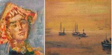 Lot de 2: Jeune homme; Voiliers by Etienne Ret