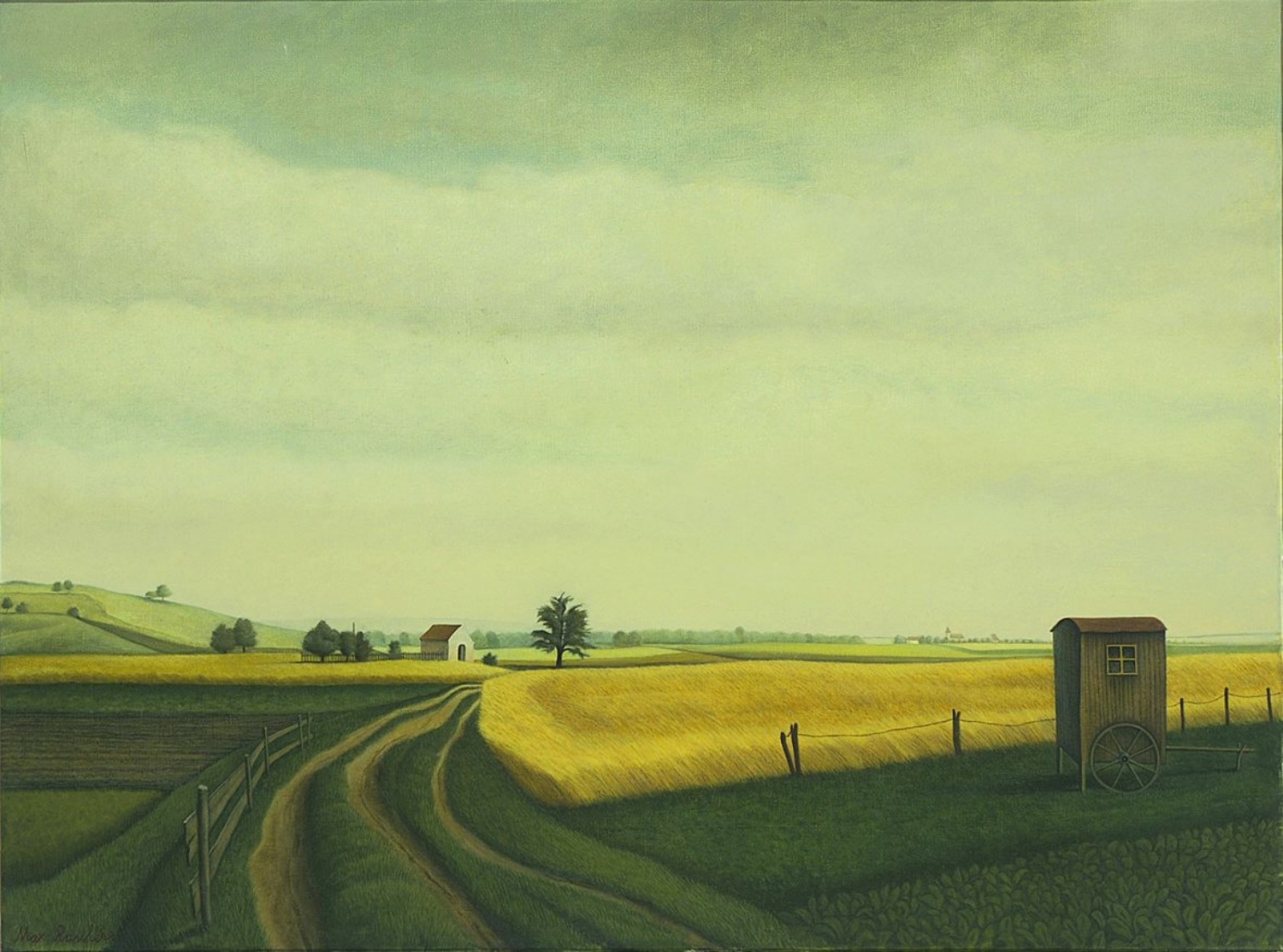 Artwork by Max Radler, Kornfeld mit Schäferkarren, Made of oil on canvas