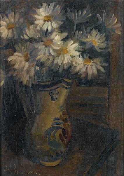 Artwork by Angelos Theodoropoulos, Still life with flowers and a jug, Made of oil on canvas