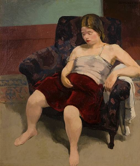 Young Girl Resting in a Chair by Saul Berman, 1929