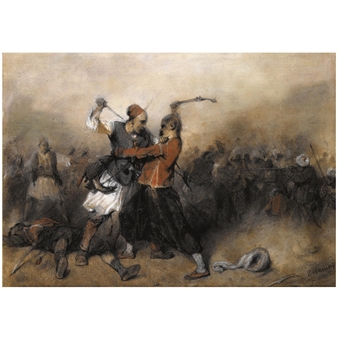 Battle Between a Greek and a Turk - Alexandre-Gabriel Decamps