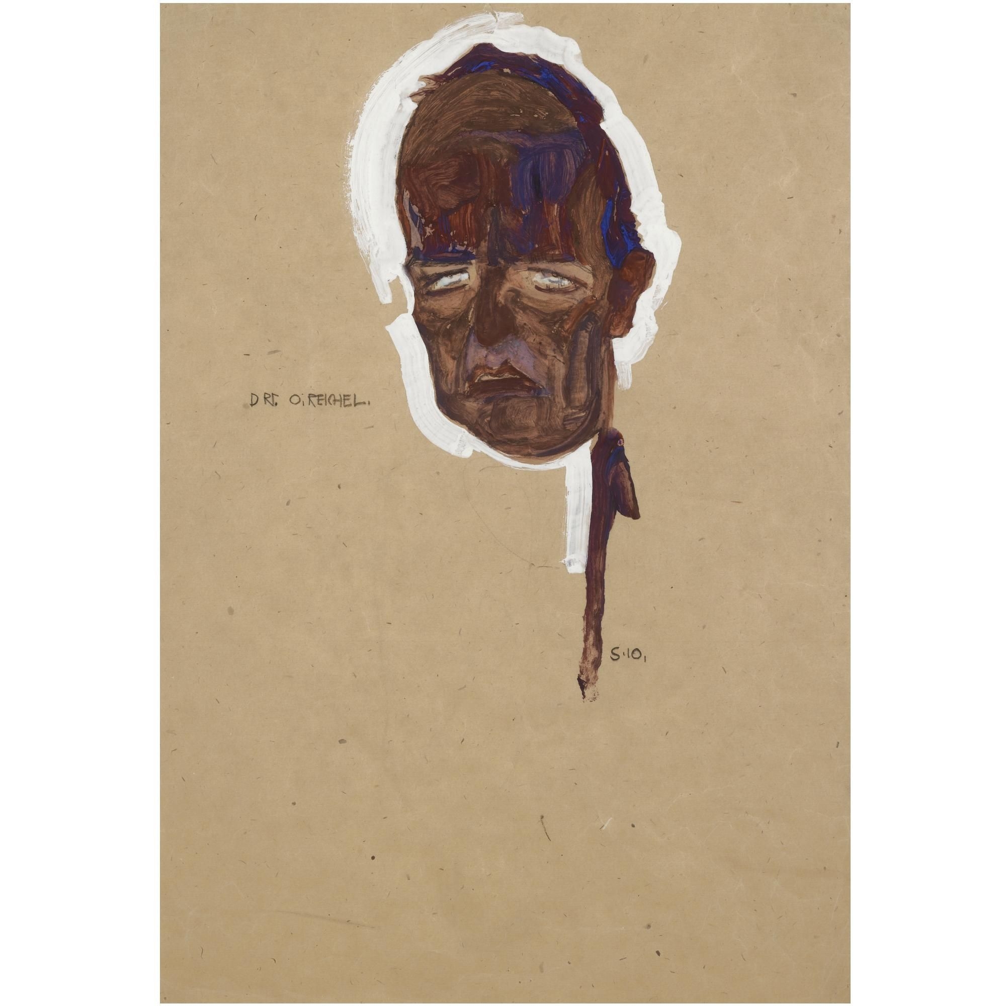 BILDNIS DR OSKAR REICHEL, MASKE (PORTRAIT OF DR OSKAR REICHEL, HEAD STUDY) by Egon Schiele, FullFormat:,year,1910