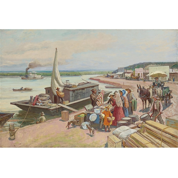 The Itinerant River Merchant by Oscar E. Berninghaus, FullFormat:,year,1938