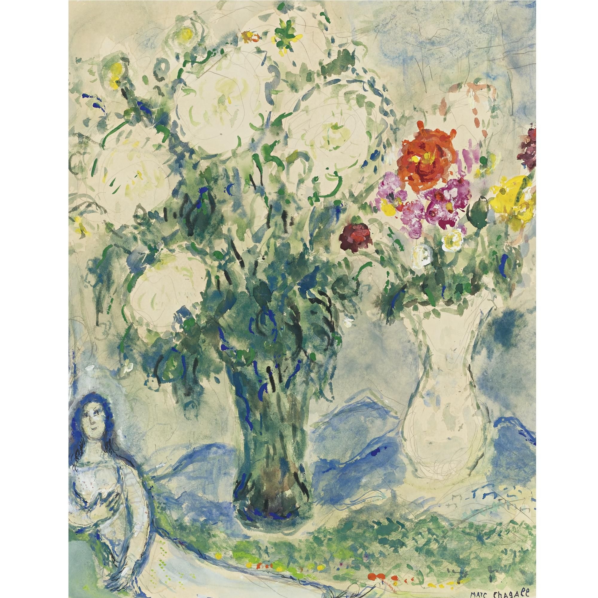 Marc Chagall | Mariée aux deux bouquets (1967) | MutualArt