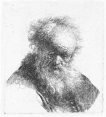 Rembrandt van Rijn | bust of an old man with flowing beard and white ...