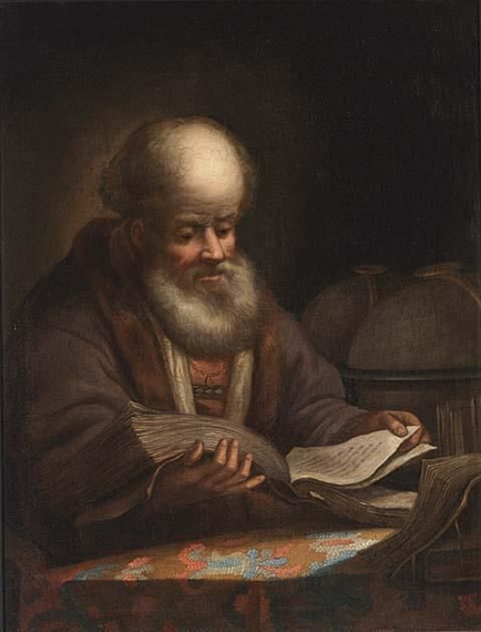 Rembrandt van Rijn | A PORTRAIT OF A BEARDED MAN READING | MutualArt