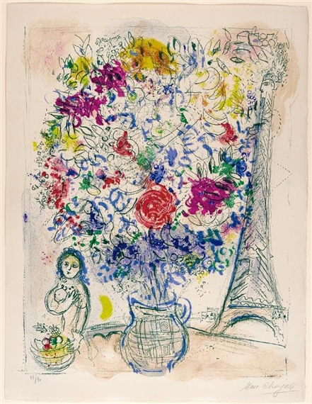 Marc Chagall | BOUQUET WITH EIFFEL TOWER (M. 222) | MutualArt