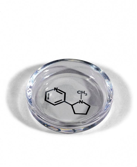 A SET OF FIVE GLASS CIGARETTE ASHTRAYS