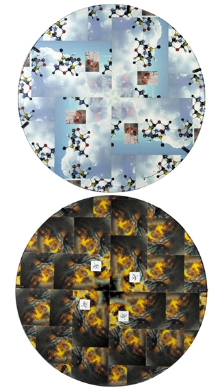 A PAIR OF LARGE ROUND TABLES