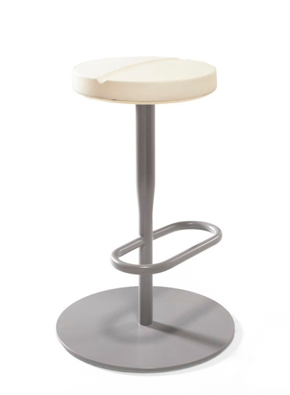 A PAIR OF DAMIEN HIRST PILL STOOLS WITH FOOT RESTS