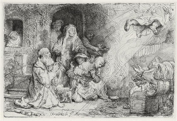 THE ANGEL DEPARTING FROM THE FAMILY OF TOBIAS (BARTSCH, HOLLSTEIN 43; HIND 185; BJORKLUND & BARNARD 41-G)
