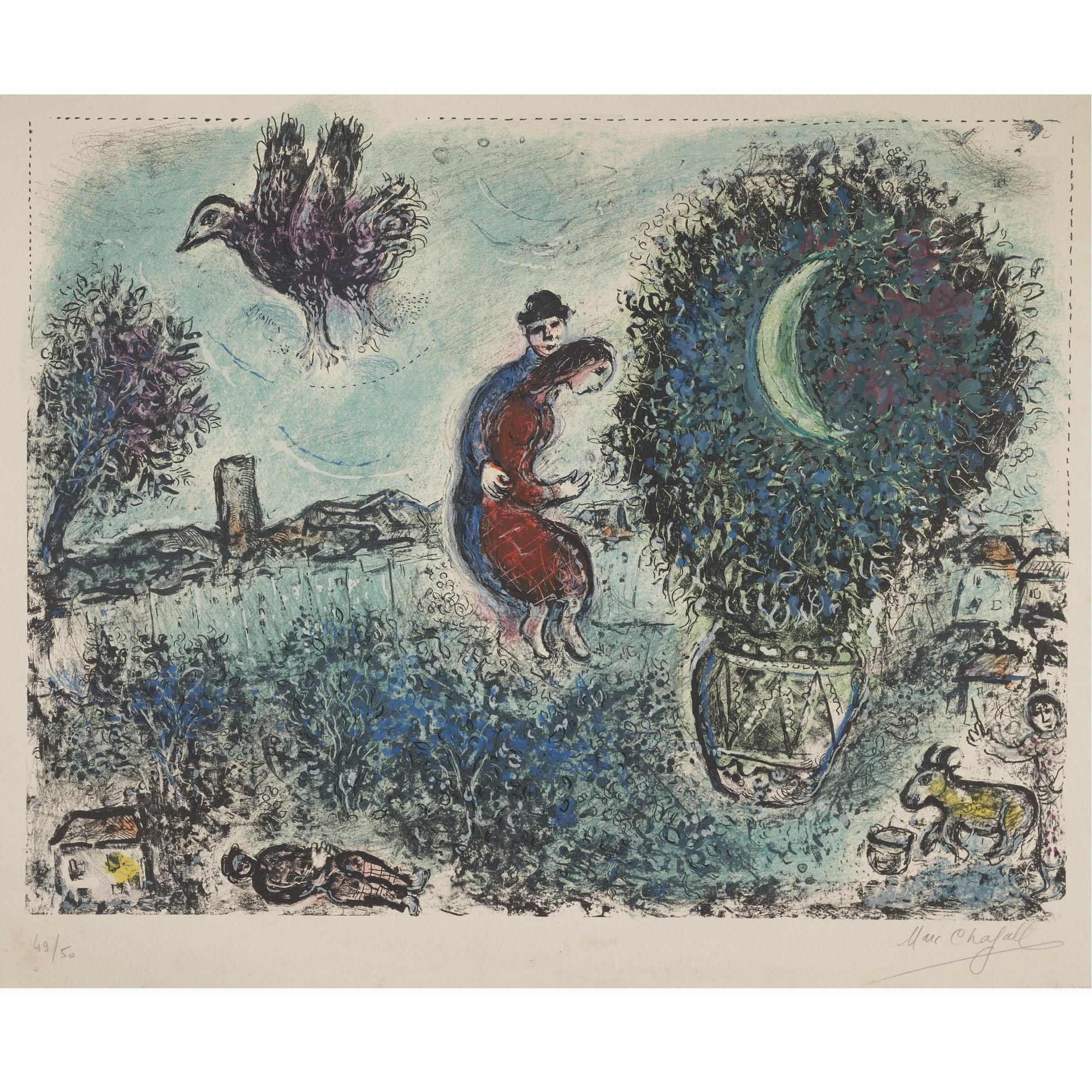 Marc Chagall | The Moon in the Bouquet (M. 626) | MutualArt